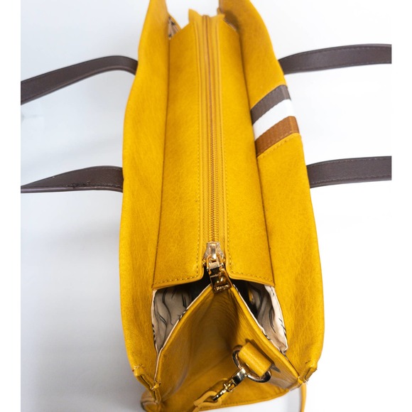 Moda Luxe Stylish, Spacious Tote Bag - Mustard/Yellow - Picture 4 of 9